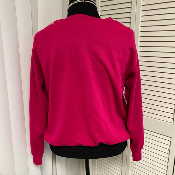Lucky Winner Pink/Grey Striped 80’s Sweater Size: L/XL - Picture 4 of 5